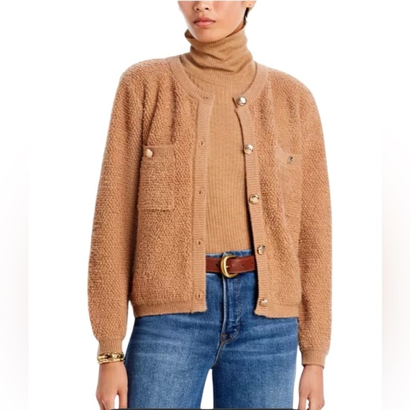 Line & Dot Women's Khloe Tan Cardigan Round neck Long sleeves button closures S - Picture 2 of 13